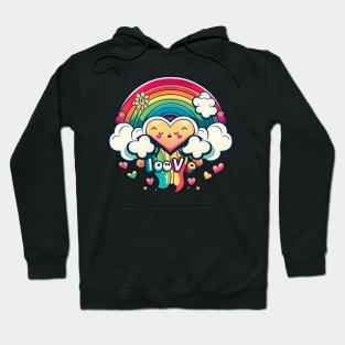 Loove Valentines Rainbow Heart lgbtq Hoodie